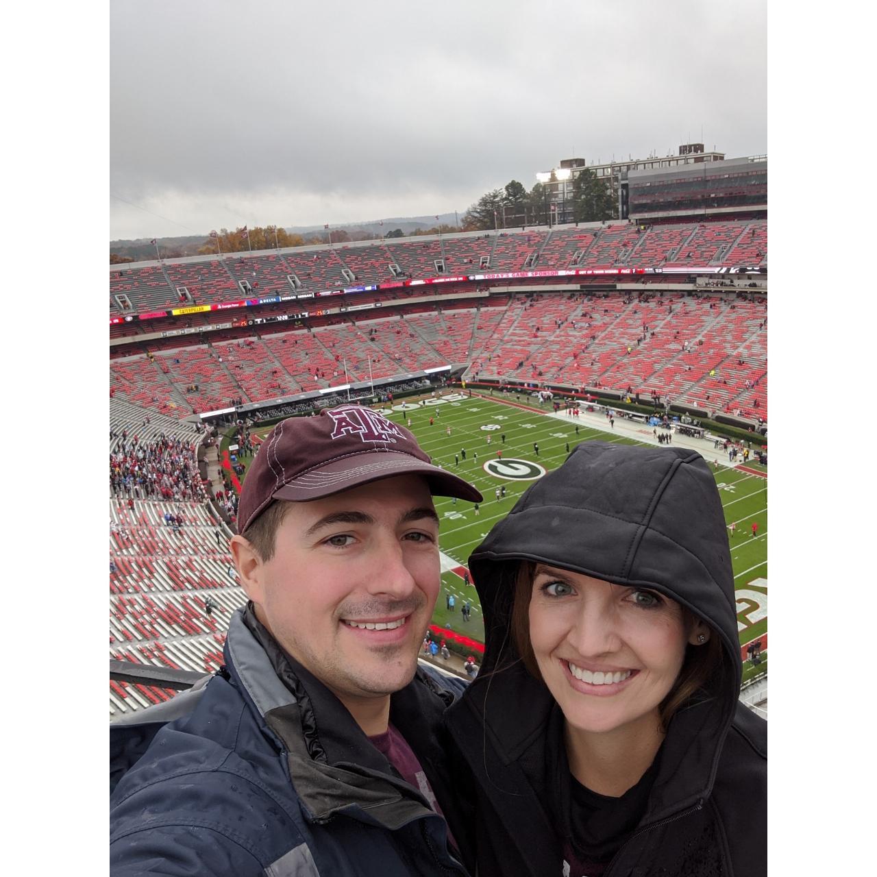 Rainy Texas A&M vs Georgia game in Athens