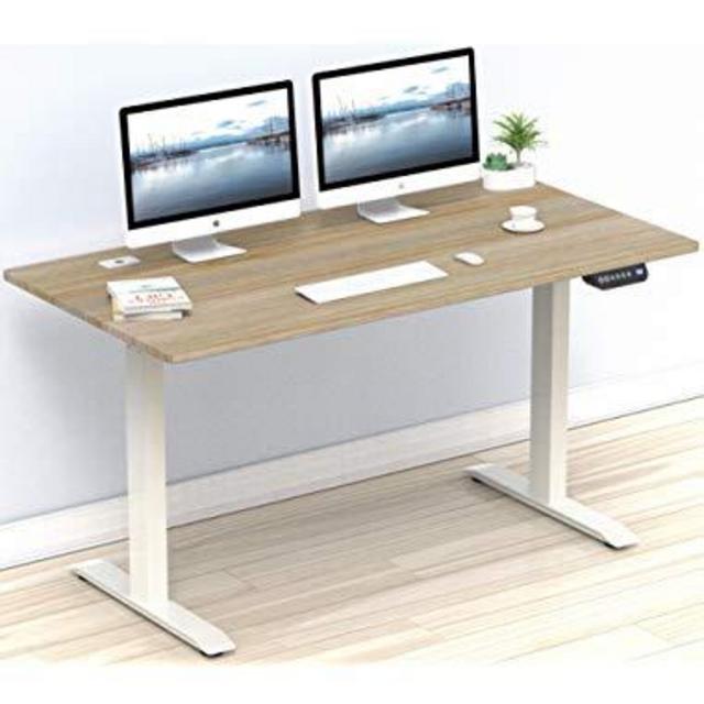 SHW 55-Inch Large Electric Height Adjustable Computer Desk, 55 x 28 Inches, Oak