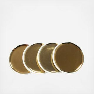 Dauville Porcelain Gold Glazed Tidbit Plate Set