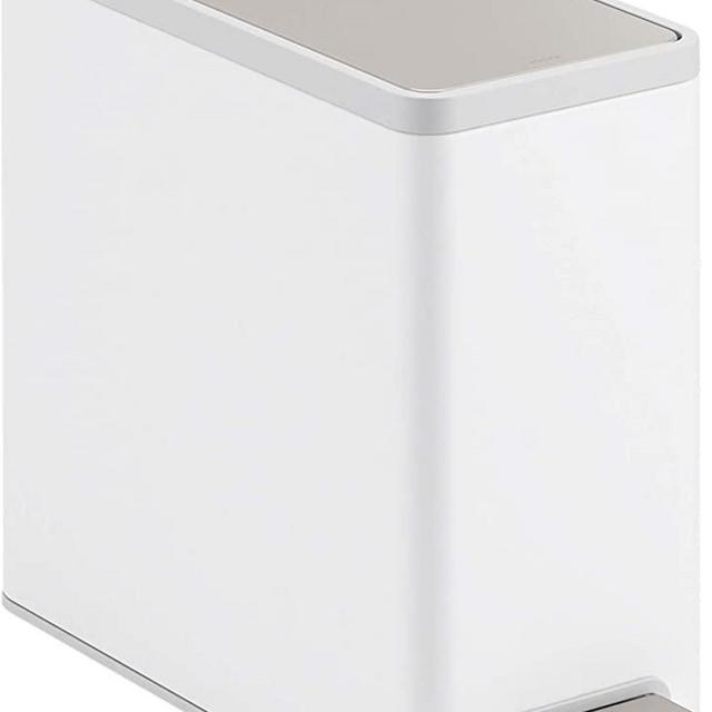 KOHLER K-20957-STW 2.5 gallon Slim Step Trash Can, White With Stainless Steel
