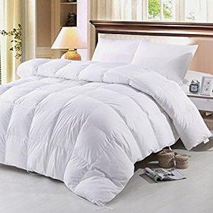 ROSECOSE Luxurious Goose Down Comforter King Size Duvet Insert All Seasons Solid White Hypo-allergenic 1200 Thread Count 750+ Fill Power 100% Cotton Shell Down Proof With Tabs (King, White)