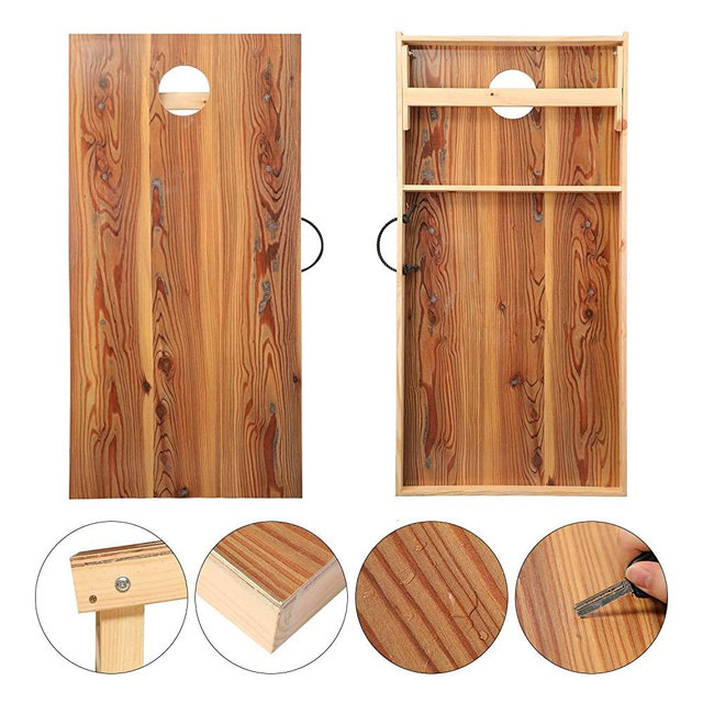 OOFIT Solid Wood Premium Cornhole Toss Game Set for Outdoor & Indoor Family Fun - Portable Corn Hole Boards & 8 Bean Bag (Junior, Tailgate, Regulation Size)