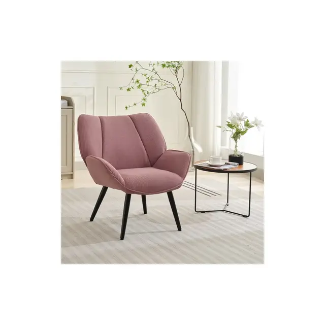 Modern Accent Chair Wingback Armchair Mid-Century Upholstered Lounge Arm Chair with Solid Wood Frame & Soft Cushion for Living Room, Bedroom