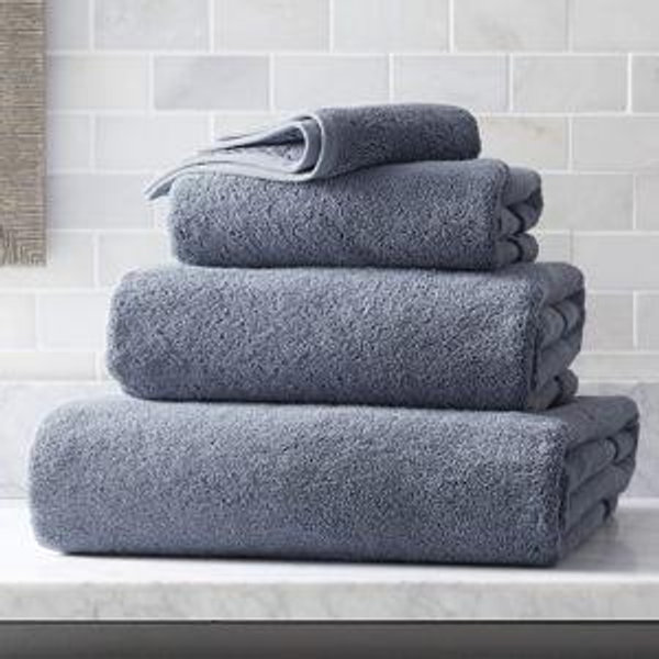 Organic Turkish Cotton Evening Blue Bath Towel | Crate and Barrel