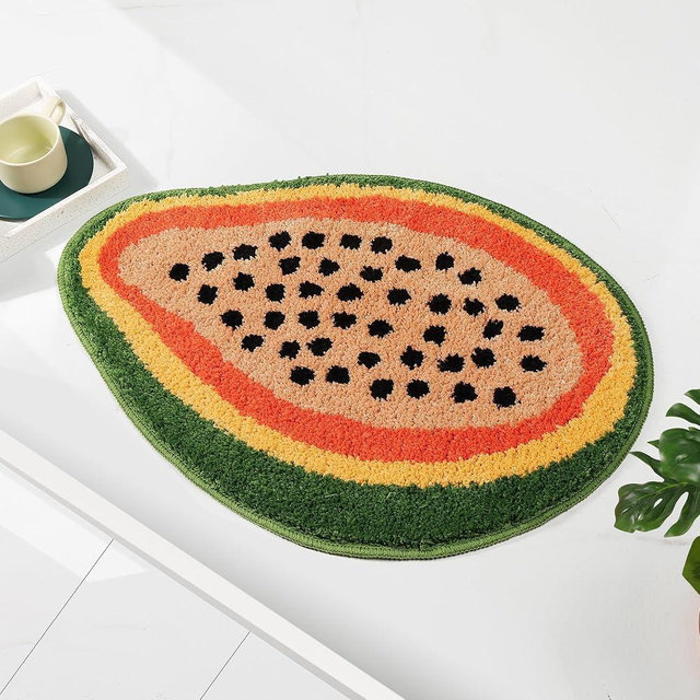 FROZZUR Bath Mat Papaya Non Slip Cute Fun for Bathroom Fruit Bath Mat Luxury Absorbent Shower Rug Washable