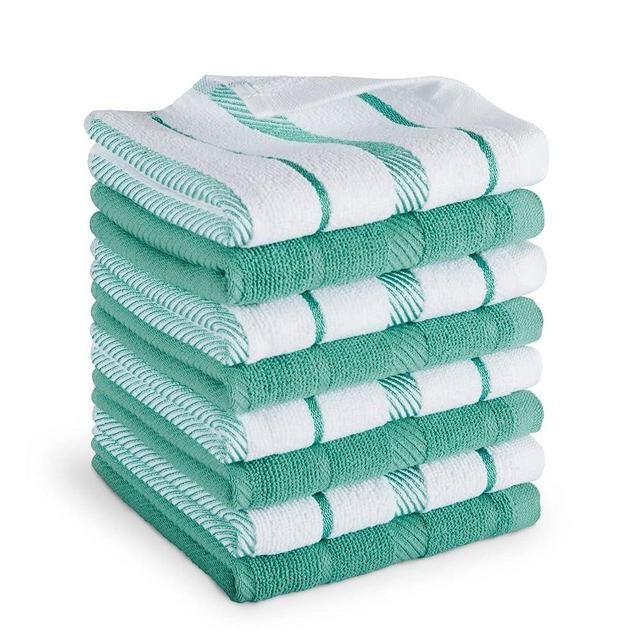 KitchenAid Albany Dishcloth 8 Pack Set, Aqua Sky/White, 12"x12", ST015267TDKA 015