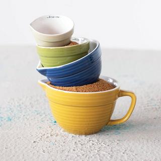 4-Piece Multicolor Stoneware Measuring Cup Set