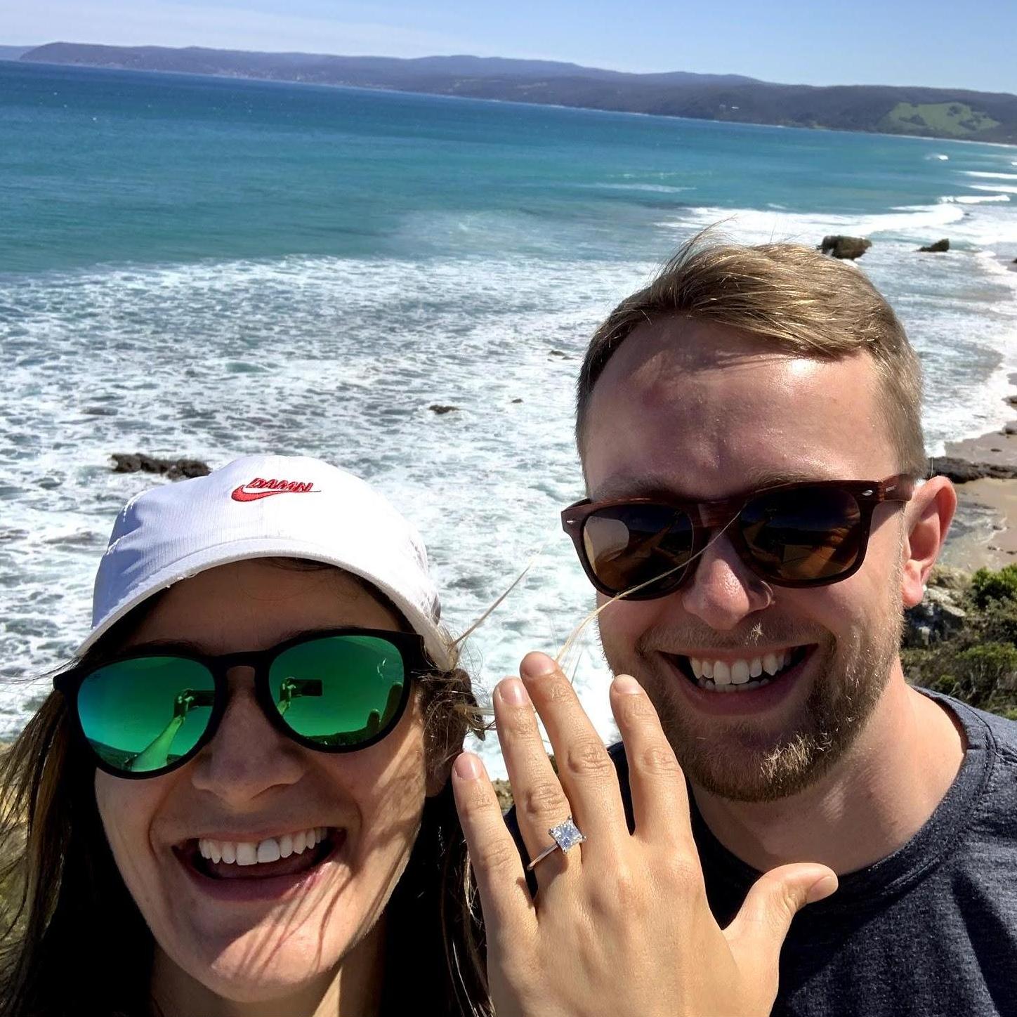 The view was so beautiful on the shore outside Melbourne, Australia that we snapped a fake engagement photo. We had been engaged two weeks earlier back home in Chicago.