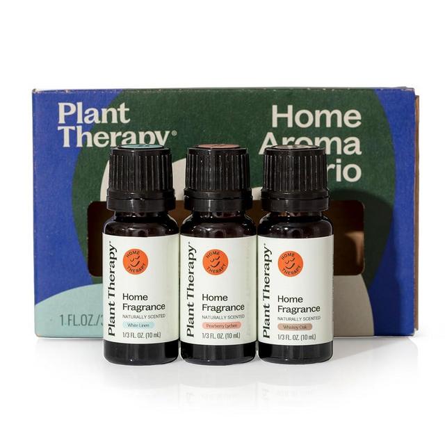 Plant Therapy Home Therapy Natural Fragrance Set of 3, Pearberry Lychee, Whiskey Oak, & White Linen 10 mL (1/3 oz) Each