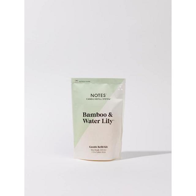 NOTES Sustainable Candle Refill | Non-Toxic Fragrance, Natural Wax Beads (Beeswax, Rice bran and Soy), Cotton Wick and Sustainer - (1) Bamboo & Waterlily