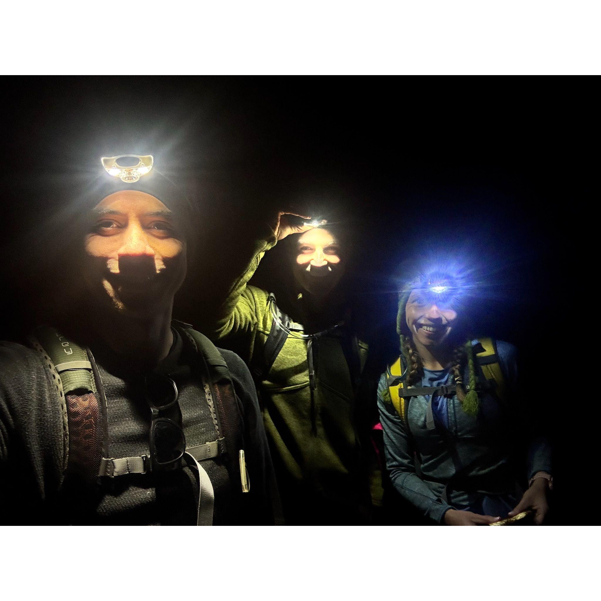 2:30 am- head lamps donned in the parking lot and ready to hike Upper Yosemite Falls