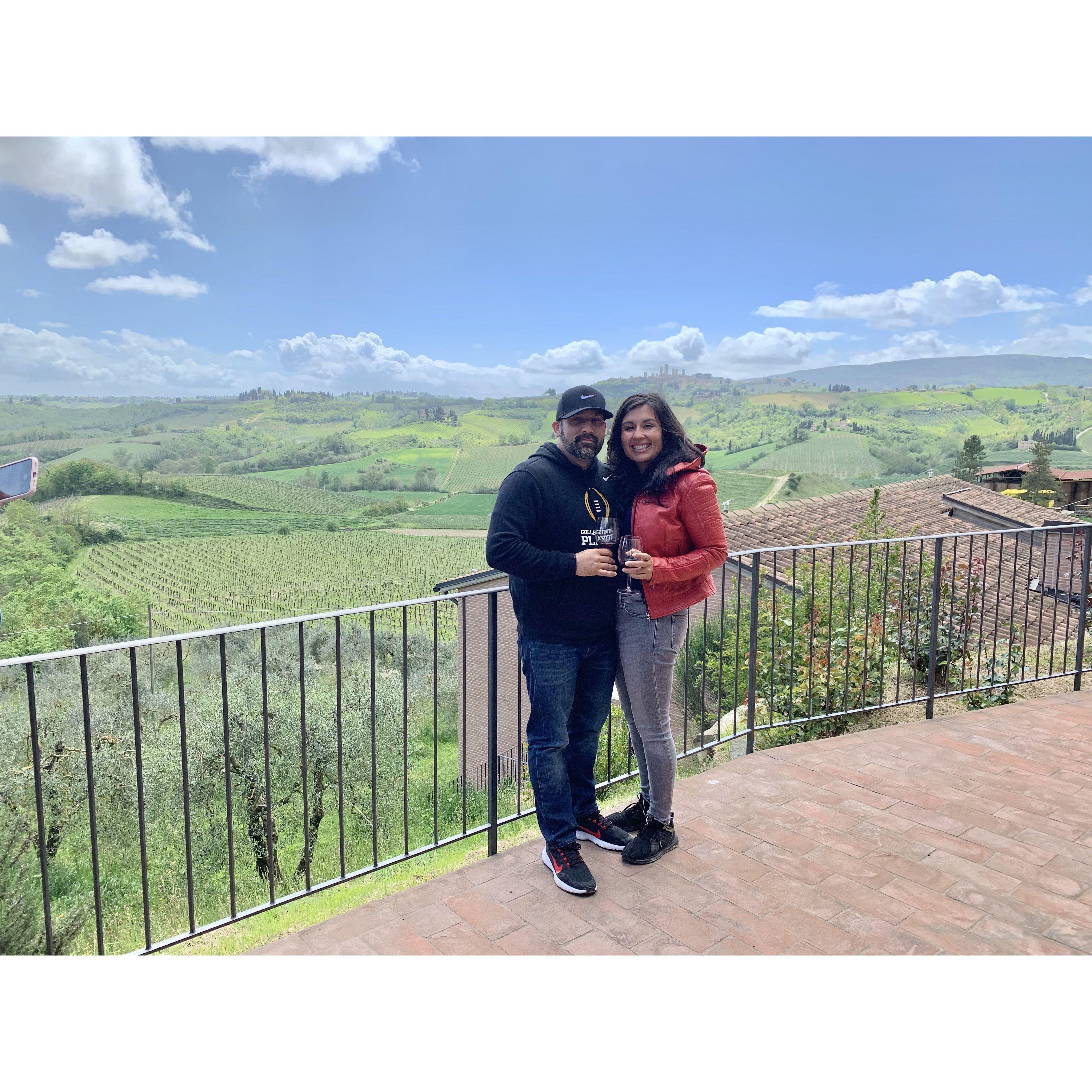 Drinking wine in Italy back in 2019.
