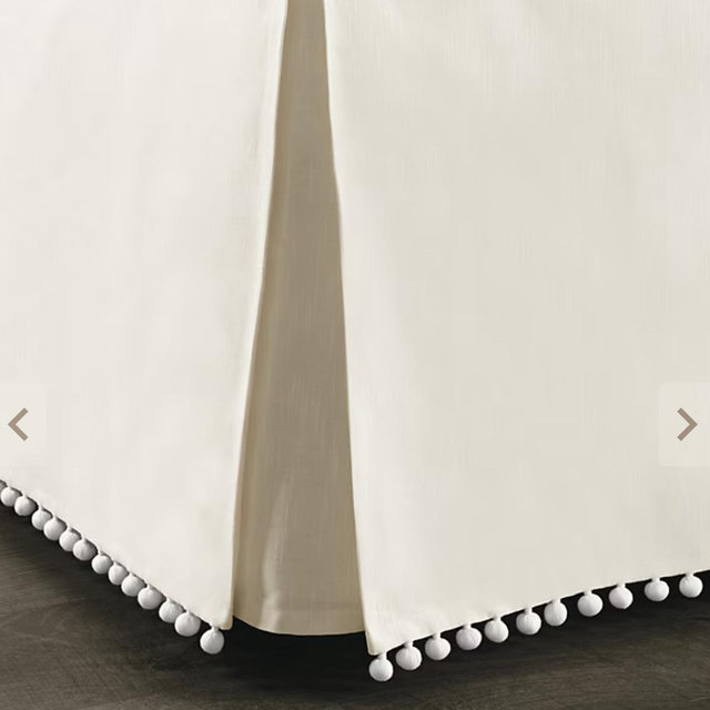 Audree Pom Pom Bedskirt - Ivory - Queen