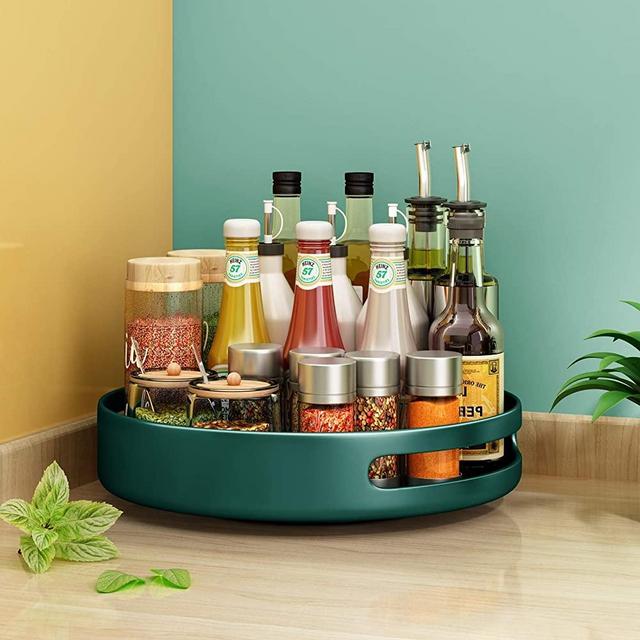 SAYZH Steel Lazy Susans for Pantry Cabinet Table with Turntable, 10 inch, Dark Green