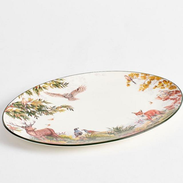 Fantastical Forest Stoneware Oval Serving Platter - Multi