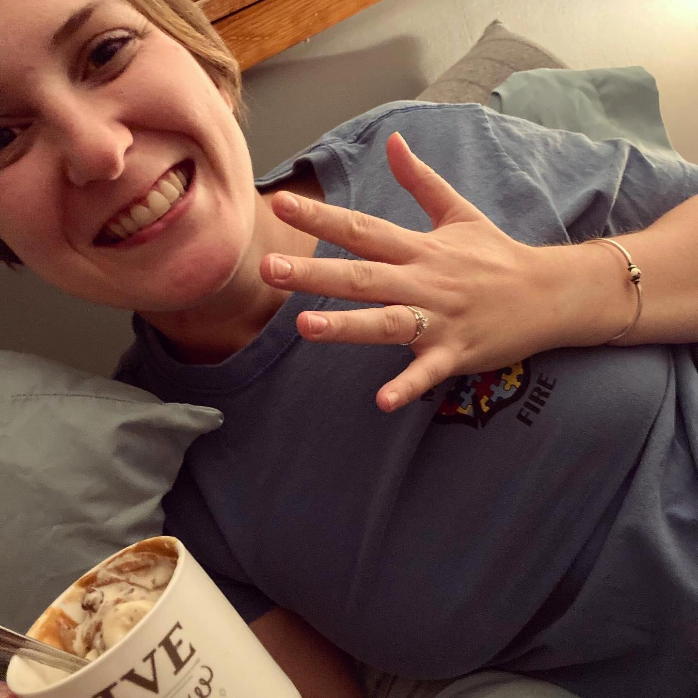 From the night we got engaged, ice cream in hand!