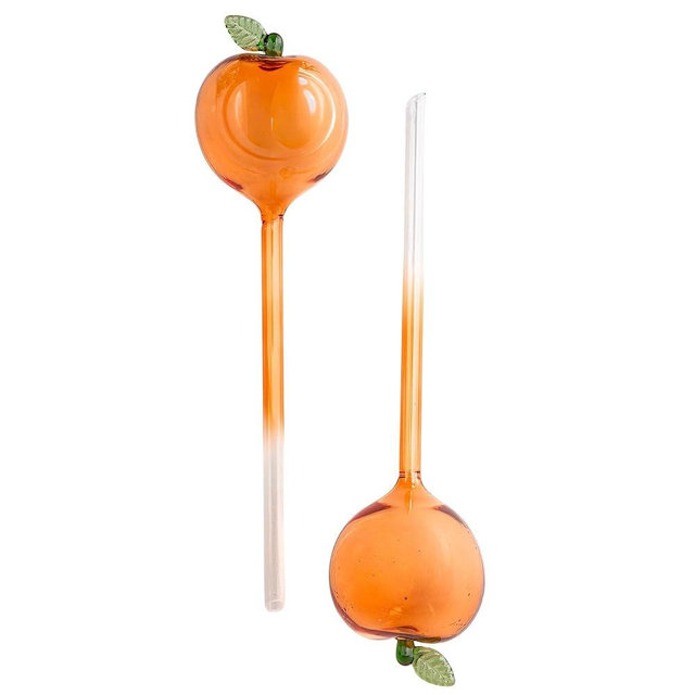 ban.do Plant Watering Globes for Inside Pots and Planters, Unique Decorative Glass Water Globes for Self Watering, Peaches