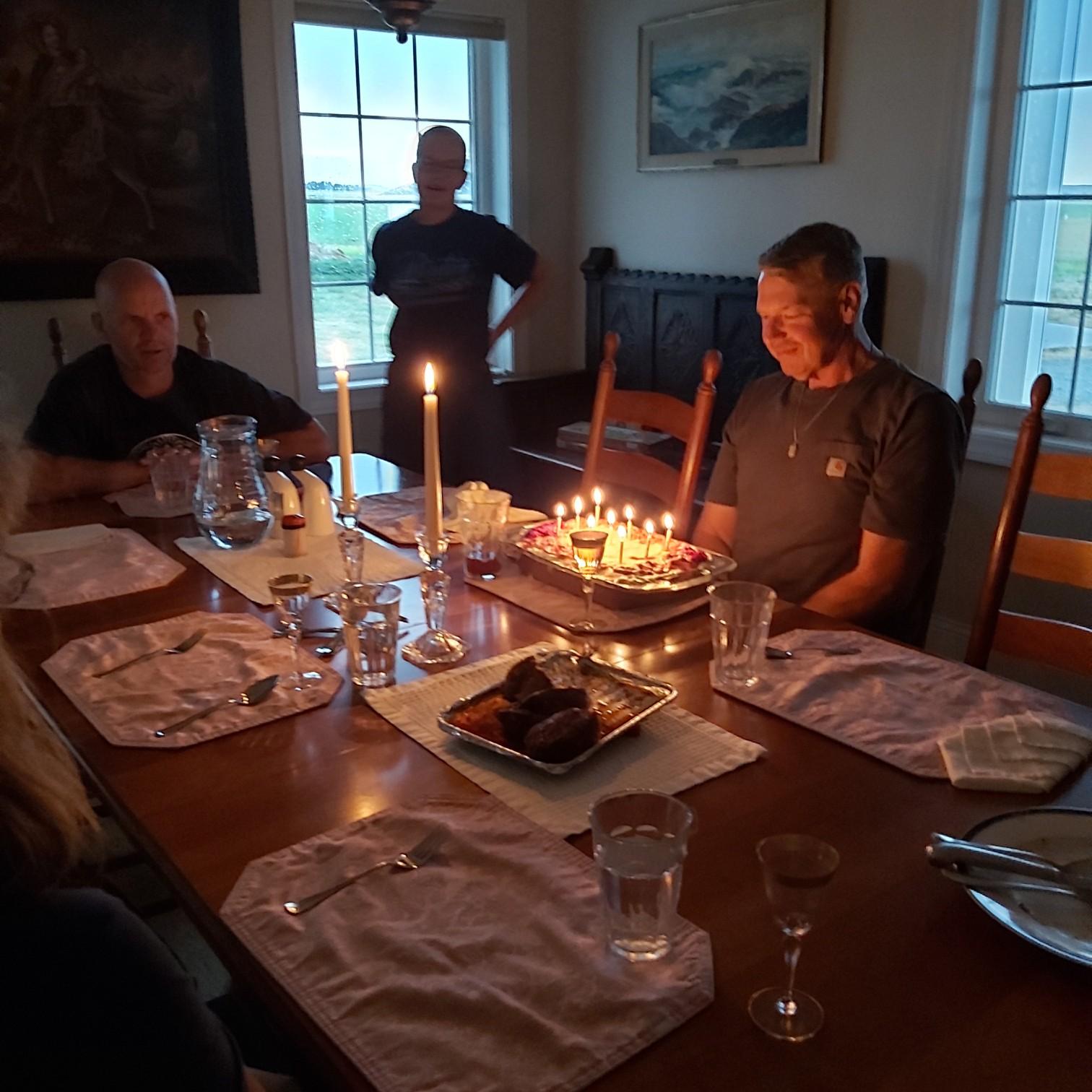 We celebrated Mike's birthday while in Wyoming. Grace and Lucia made a cake from scratch with a cream filling. Aaron, Elenor's husband on left.