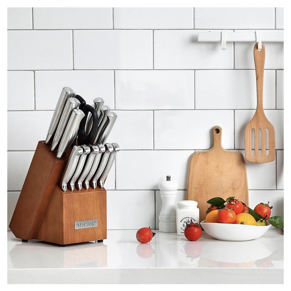 McCook® Knife Sets, German Stainless Steel Kitchen Knife Block Sets with Built-in Sharpener