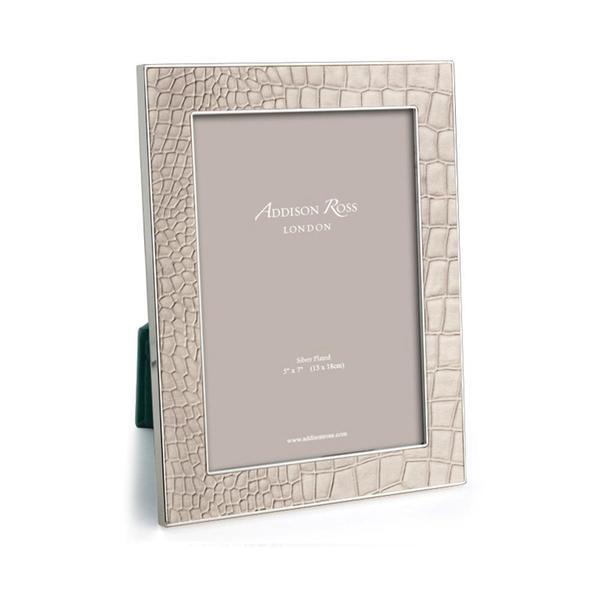 Cream Faux Crocodile & Silver Frame - Available in 2 Sizes