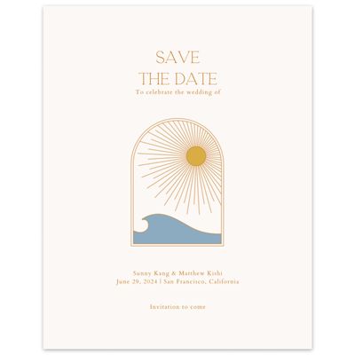 Linen, Beige Wedding Digital Save the Date - Tramonti Portrait