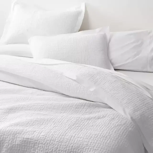 Crate & Barrel Celeste White Solid Quilt, Queen