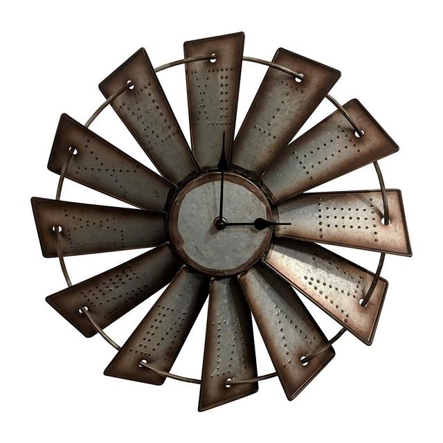 Gianna's Home Rustic Farmhouse Metal Windmill Wall Clock (14.5")