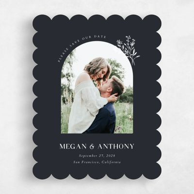 Black Scalloped Wedding Save the Date - Bellisi Photo
