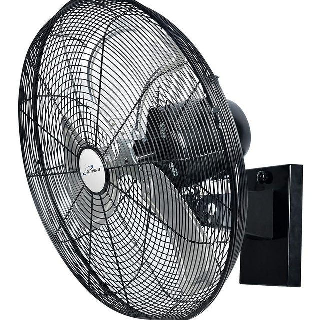 iLiving 18" Outdoor Oscillating High Velocity Wall Fan with 4150 CFM Heavy Duty Weatherproof Motor, Variable Speed Adjustment for Workshop, Garage, Patios, Commercial and industrial, 18 inch,Black