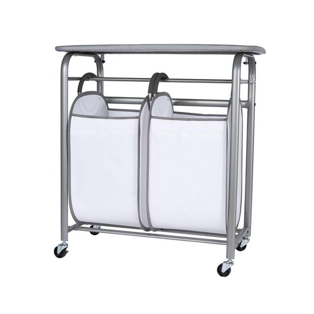 Easy Access Double Laundry Sorter with Folding Table