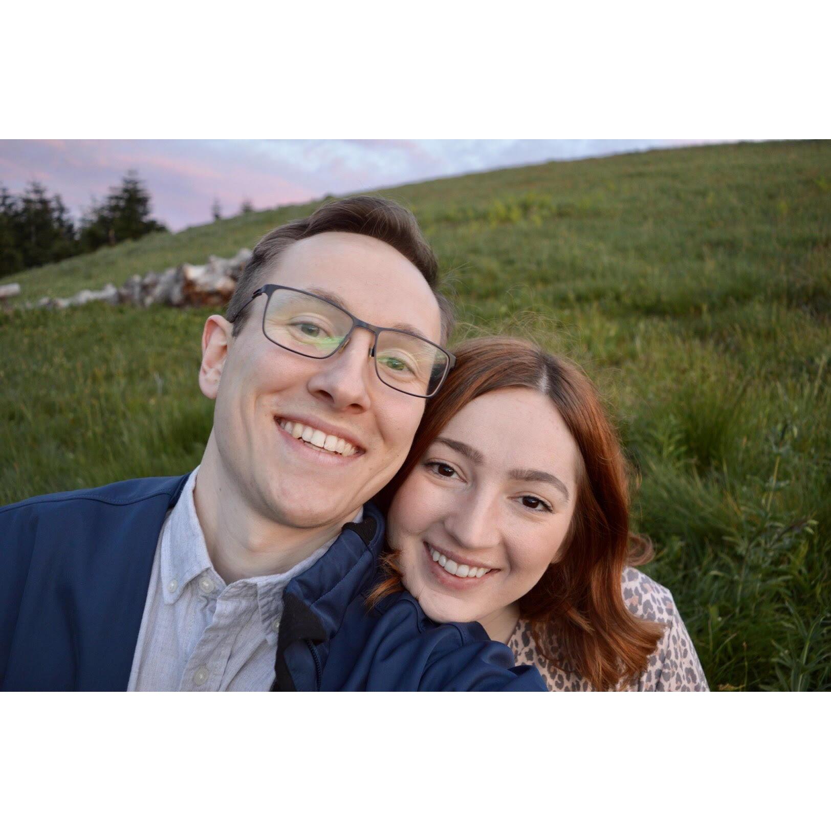 Proposal day! James retraced the steps of our first date and proposed at the top of Mary's Peak.