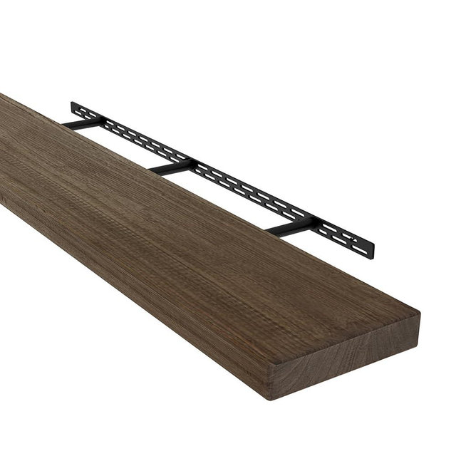 Wallniture 60 inch Long Floating Shelves, Wall Mount Shelf with Hidden Brackets, 1pc, Wood, Dark Walnut