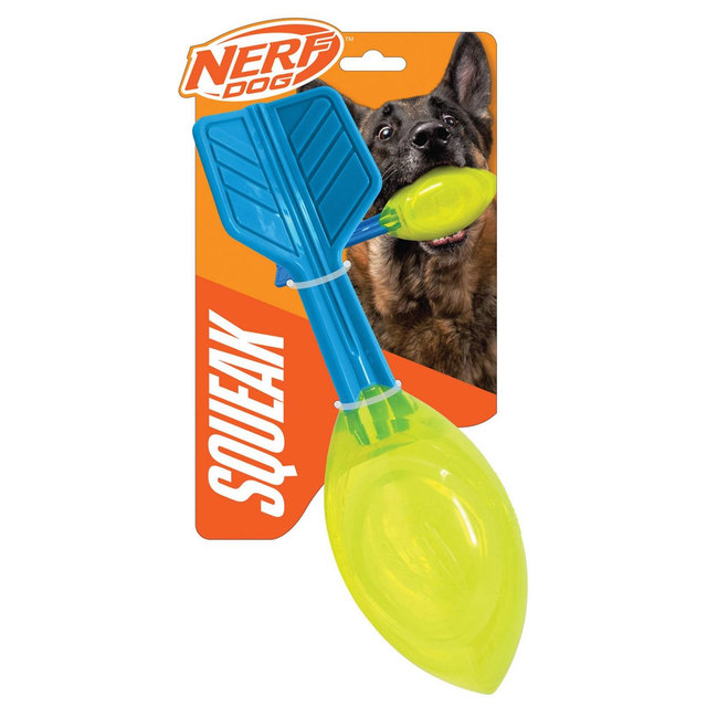 NERF 12" TPR Squeak Vortex Interactive Dog Toy - Green/Blue