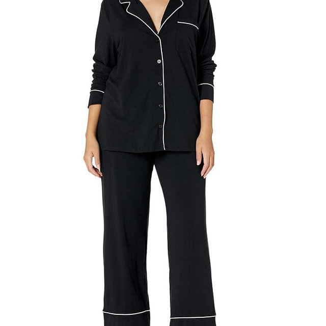 Amazon Essentials Women's Long Sleeve Cotton Modal Pajama Set, Loungewear with Full-Length Bottom