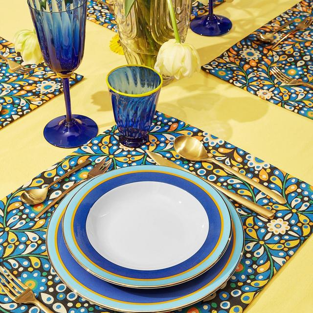 Soup & Dinner Plate Set Rainbow Blu in Porcelain