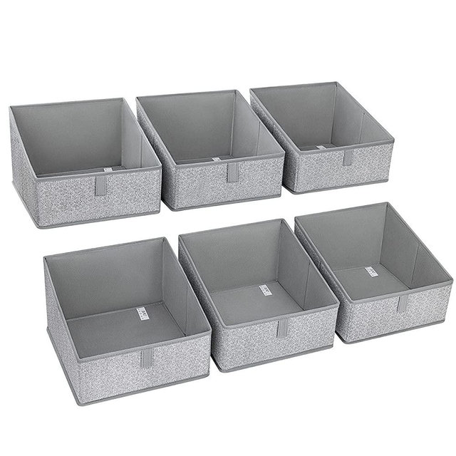 DIMJ Closet Baskets, 6 Packs Trapezoid Storage Bins, Fabric Baskets for Closet Shelves, Foldable Storage Cube Bins for Toys, Baby Toiletry, Office Supplies, DVDs, Books