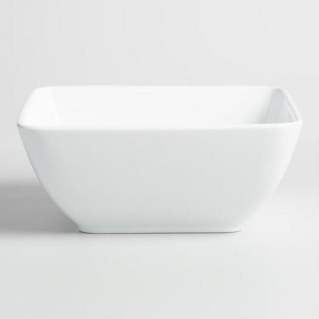 Square White Porcelain Coupe Serving Bowl
