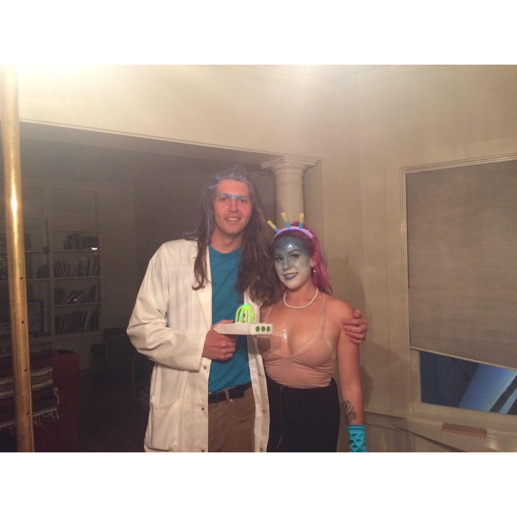 A very fun Halloween! Extra points if you recognize our costumes.