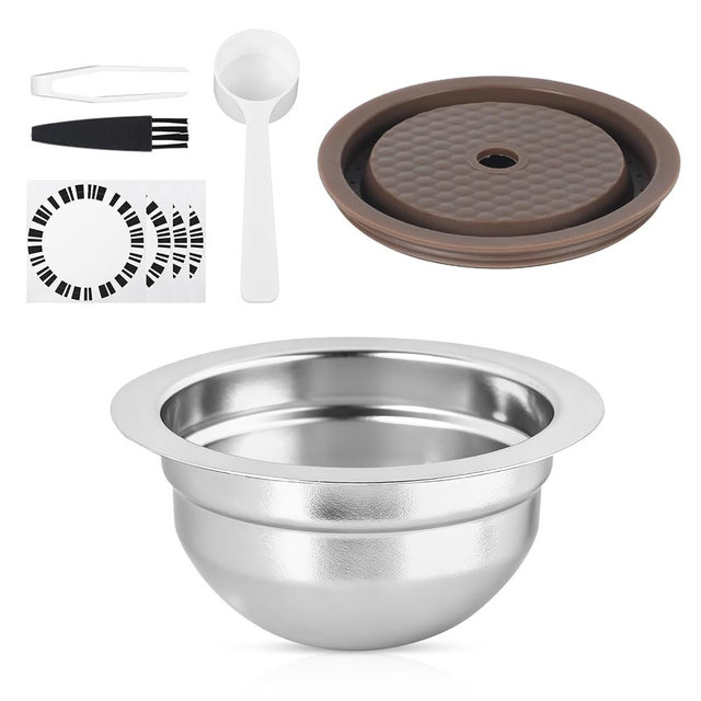 Sendoger 80ml/2.7oz Double Espresso Stainless Steel Reusable Coffee Pod, Fits Selected Nespresso Vertuo Machines: ENV150, ENV135, Next, Pop, GCAT, Plus