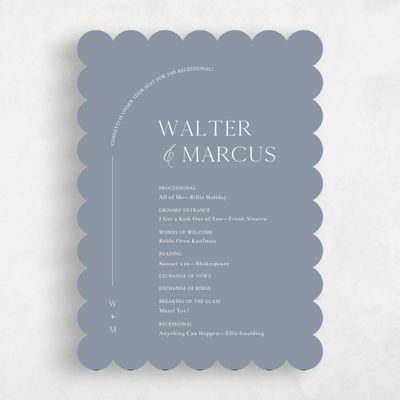 Blue Scalloped Wedding Program - Olaya