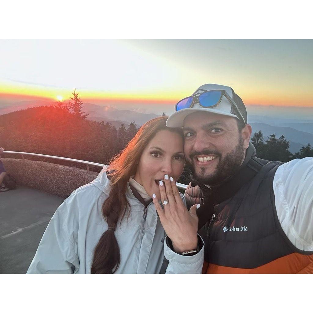Proposal in our favorite place - North Carolina, Clingmans Dome, the highest point of  the Great Smoky Mountains.