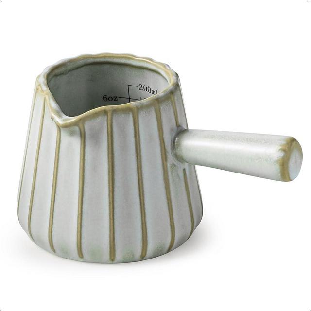 YHOJOY Espresso Cups, Ceramic Espresso Measuring Cup with Handle, Expresso Shots Cups with Scale, Espresso Accessories, 200ML /6 OZ, Light Green