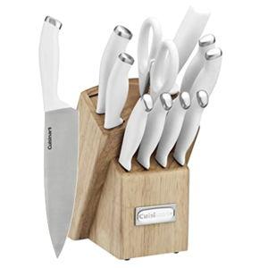 Cuisinart Block Knife Set, 12pc Cutlery Knife Set with Steel Blades for Precise Cutting, Lightweight, Stainless Steel, Durable & Dishwasher Safe, C77SSW-12P
