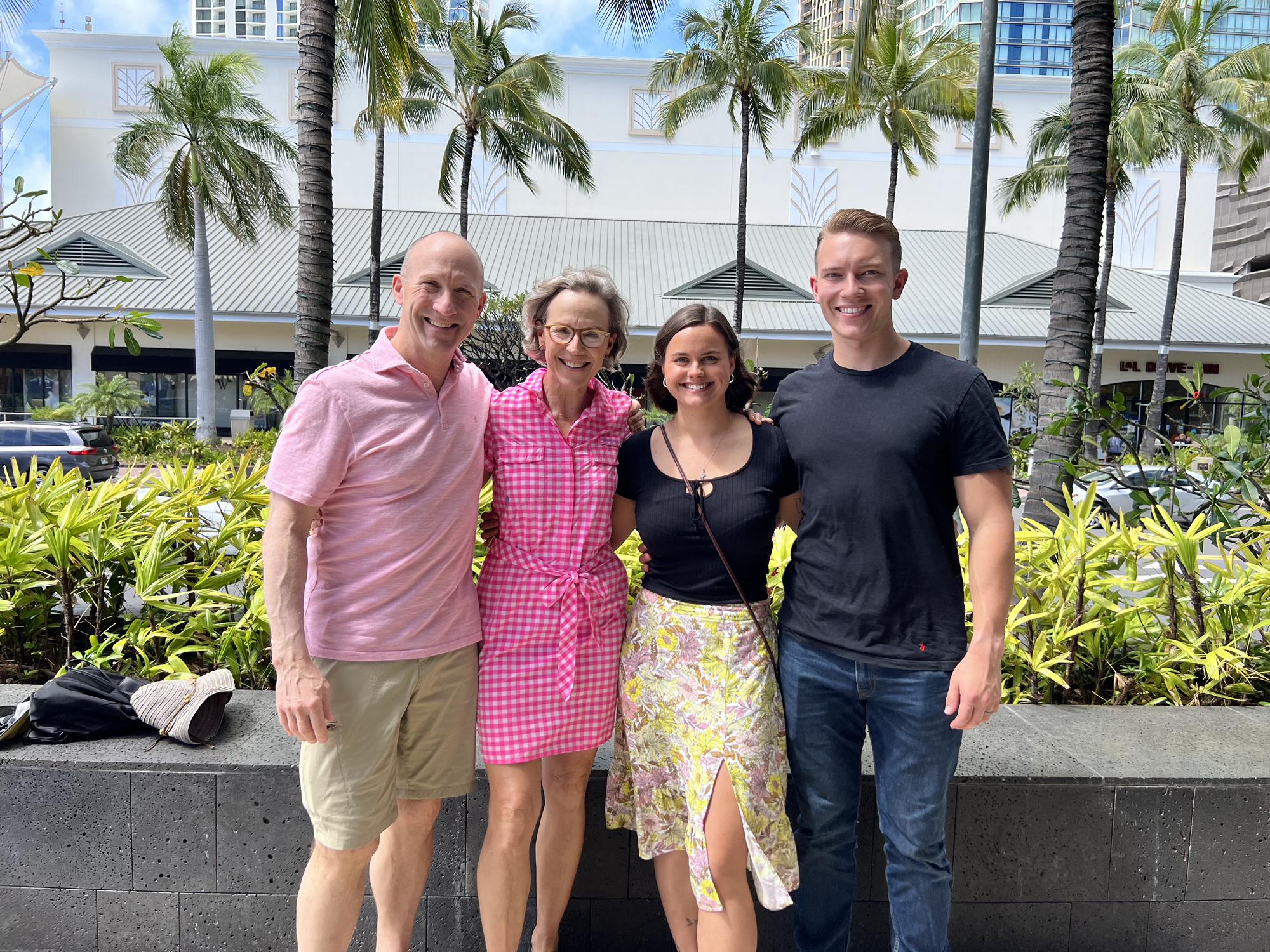 Annika and Jack with her Godparents in Honolulu