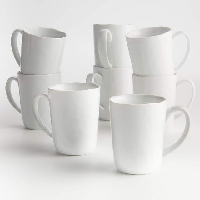 Mercer 14-oz. White Porcelain Mugs, Set of 8