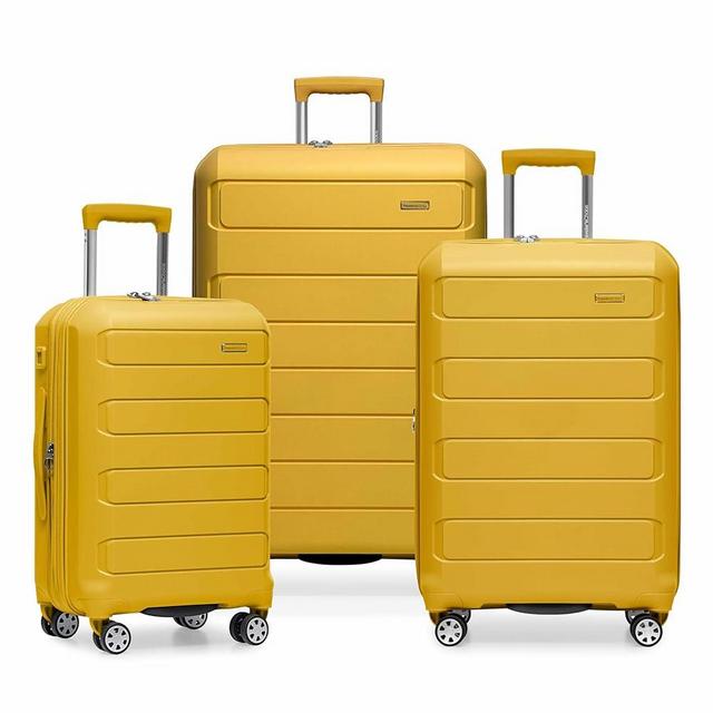 Traveler's Choice Pagosa Indestructible Hardshell Expandable Spinner Luggage, Yellow, 3-Piece Set (22/26/30)
