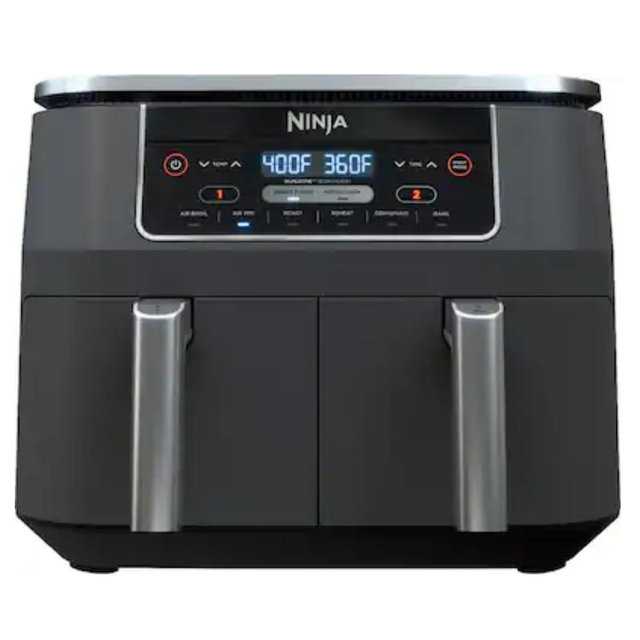 Ninja - Foodi 6-in-1 8-qt. 2-Basket Air Fryer with DualZone Technology & Air Fry, Roast, Broil, Bake, Reheat & Dehydrate - Dark Gray