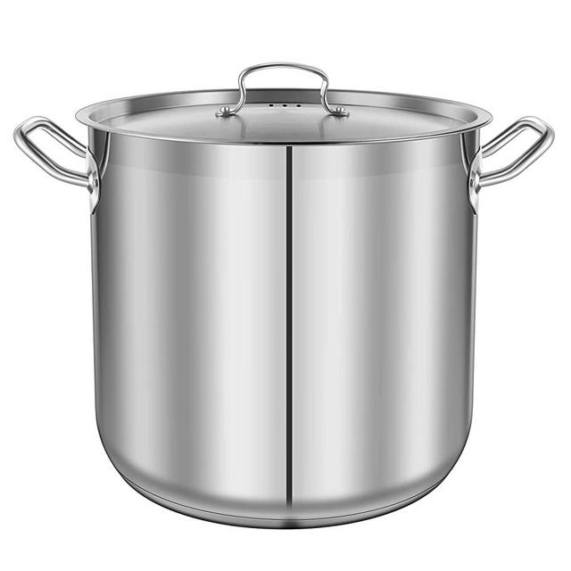 Stainless Steel Cookware Stockpot, 30 Quart Heavy Duty Induction Soup Pot With Stainless Steel Lid And Strong Riveted Handles, Even Heat Distribution, Compatible With Most Cooktops