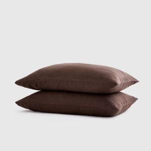 Quince Espresso European Linen Pillowcase Set