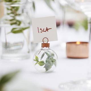 6-Pack Eucalyptus Bauble Place Card Holder With White Place Cards, Set of 3